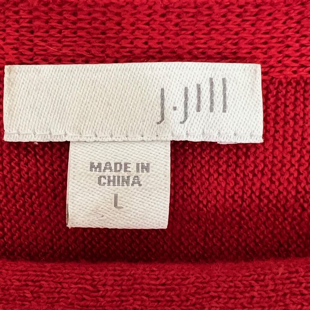 J Jill Womens Boatneck Knit Tunic Sweater Large Red Cotton Blend - Picture 4 of 6